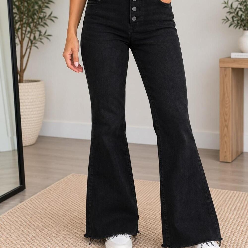 Black high waisted flare jeans